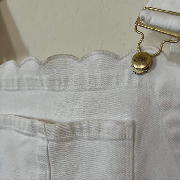 Frame Denim Scallop Edge Overalls White Jeans - Picture 11 of 12